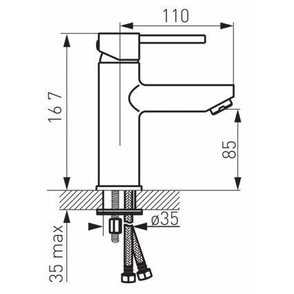 FERRO - Waschtischarmatur + Ablaufgarnitur FIESTA, glänzender Chrom