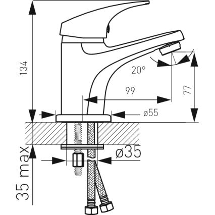 FERRO - Waschtischarmatur + Ablaufgarnitur ONE, glänzender Chrom