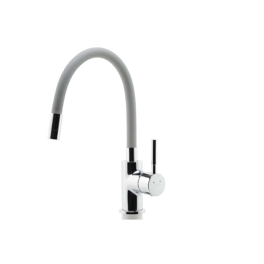 FERRO - Wasserhahn (Armatur) mit flexiblem Arm glänzendes Chrom/grau