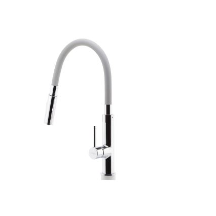 FERRO - Wasserhahn (Armatur) mit flexiblem Arm glänzendes Chrom/grau