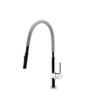 FERRO - Wasserhahn (Armatur) mit flexiblem Arm glänzendes Chrom/grau