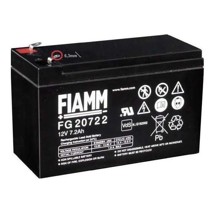 Fiamm FG20722 - Bleiakkumulator 12V/7,2Ah/faston 6,3mm