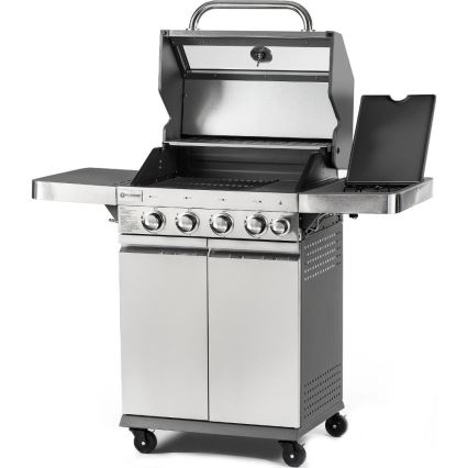Fieldmann - Gasgrill mit 5 Brennern, matt verchromt