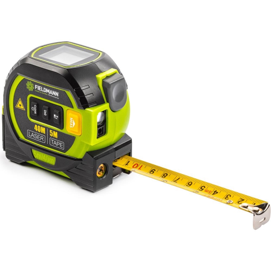 Fieldmann - Laser-Entfernungsmesser mit LED-Anzeige und Roulette-Messer 2xAA