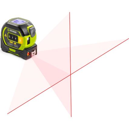 Fieldmann - Laser-Entfernungsmesser mit LED-Anzeige und Roulette-Messer 2xAA