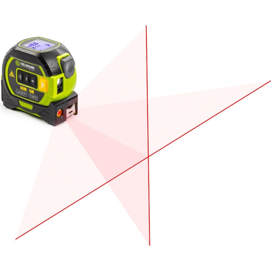 Fieldmann - Laser-Entfernungsmesser mit LED-Anzeige und Roulette-Messer 2xAA