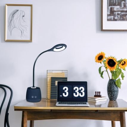 Flexible, aufladbare LED-Tischleuchte mit Dimm-Funktion LUSIA LED/5W/5V 3000/4000K 1200 mAh schwarz