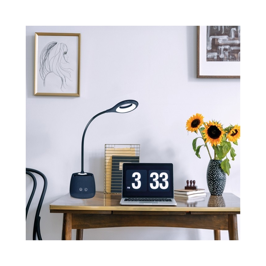 Flexible, aufladbare LED-Tischleuchte mit Dimm-Funktion LUSIA LED/5W/5V 3000/4000K 1200 mAh schwarz