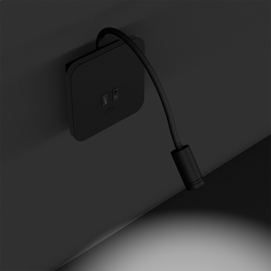 Flexible LED-Wandleuchte BASE LED/8W+LED/2W/230V schwarz/silber