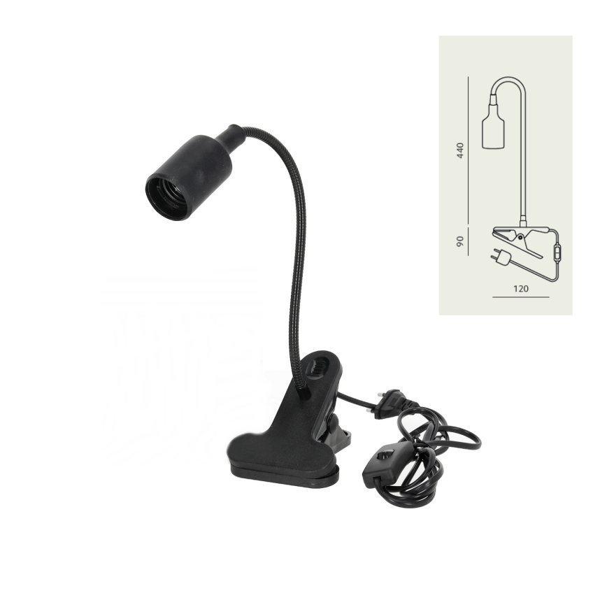 Flexible Tischleuchte mit Klemme CLIP 1xE27/30W/230V schwarz