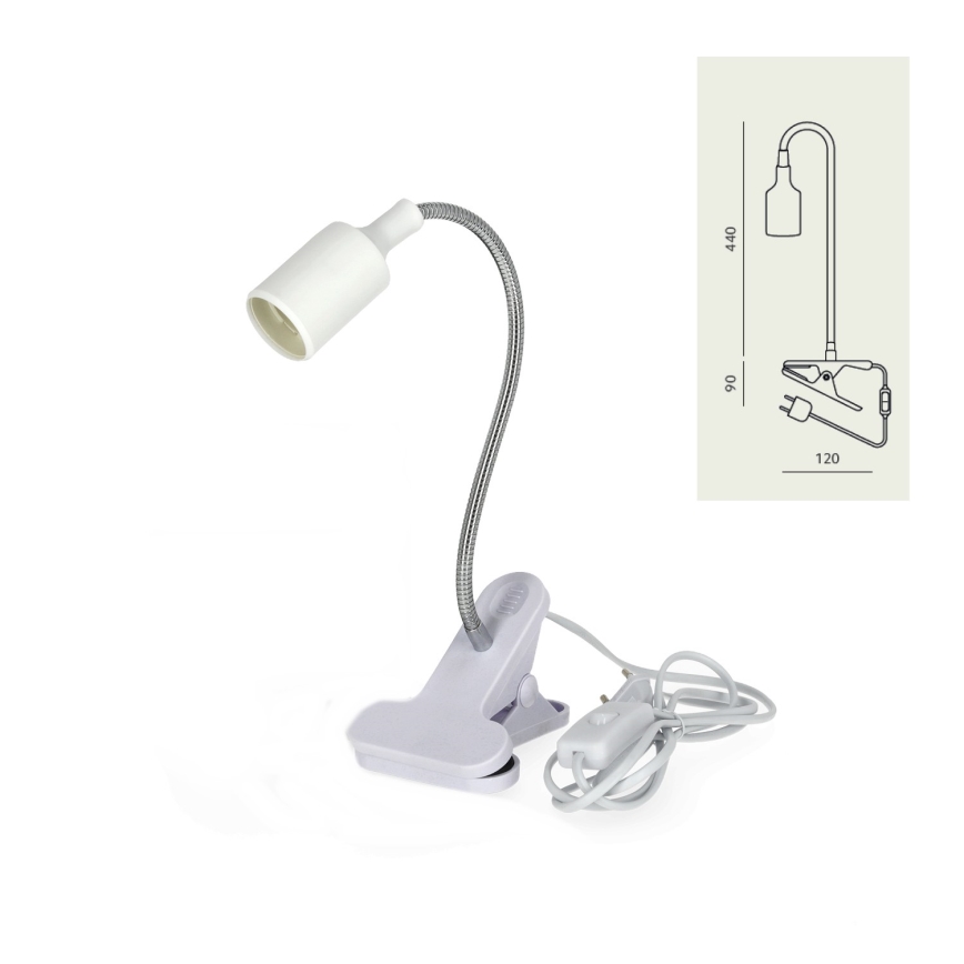 Flexible Tischleuchte mit Klemme CLIP 1xE27/30W/230V weiß