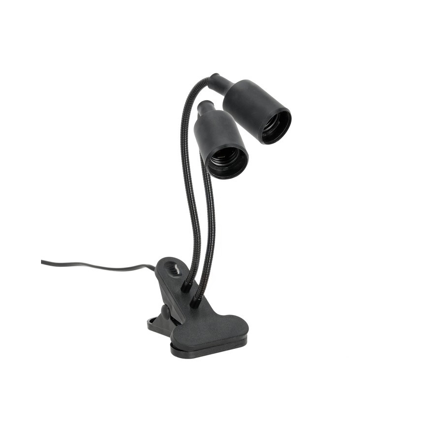 Flexibler Tischlampen-Klemmleuchte für Pflanzenzucht PLANTY 2xE27/30W/230V schwarz