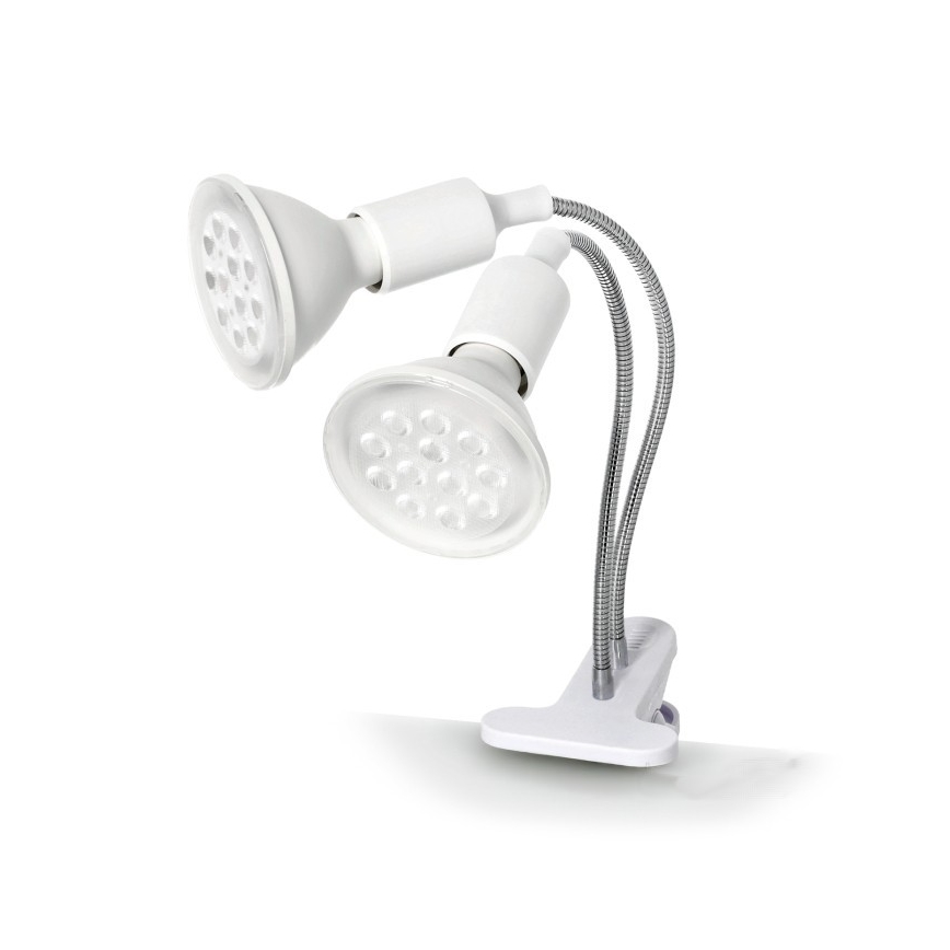 Flexibler Tischlampen-Klemmleuchte für Pflanzenzucht PLANTY 2xE27/30W/230V Weiß