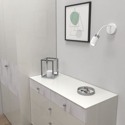 Flexibler Leuchtkopf JOKER 1xGU10/8W/230V Weiß/Mattchrom