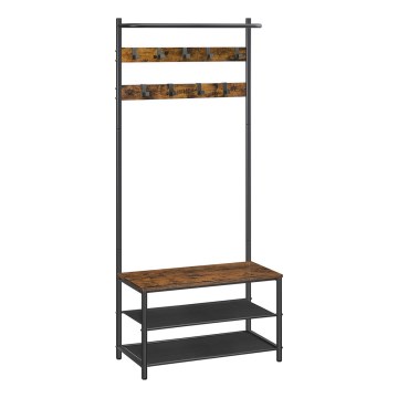 Freistehender Garderobenständer NAVOR, braun/schwarz