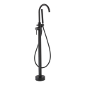 Freistehendes Badewannenset mit Wannenarmatur, 116 cm, schwarz