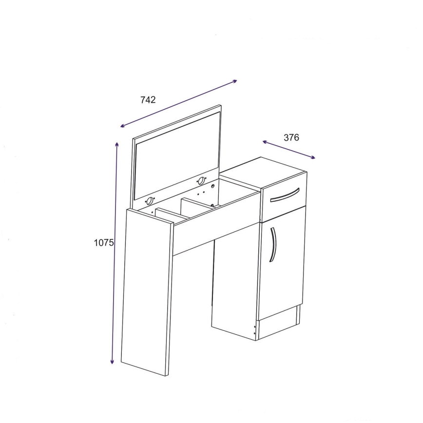 Frisiertisch INCI 108,8x74,2 cm weiß
