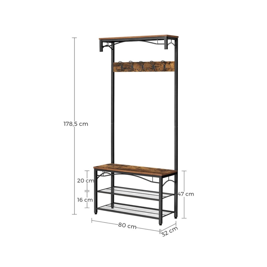 Garderobenständer NAVOR, Braun/Schwarz