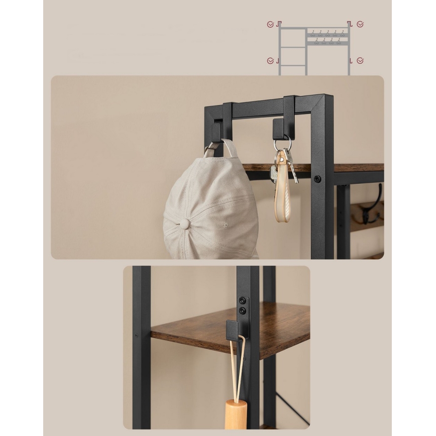 Garderobenständer NAVOR, braun/schwarz