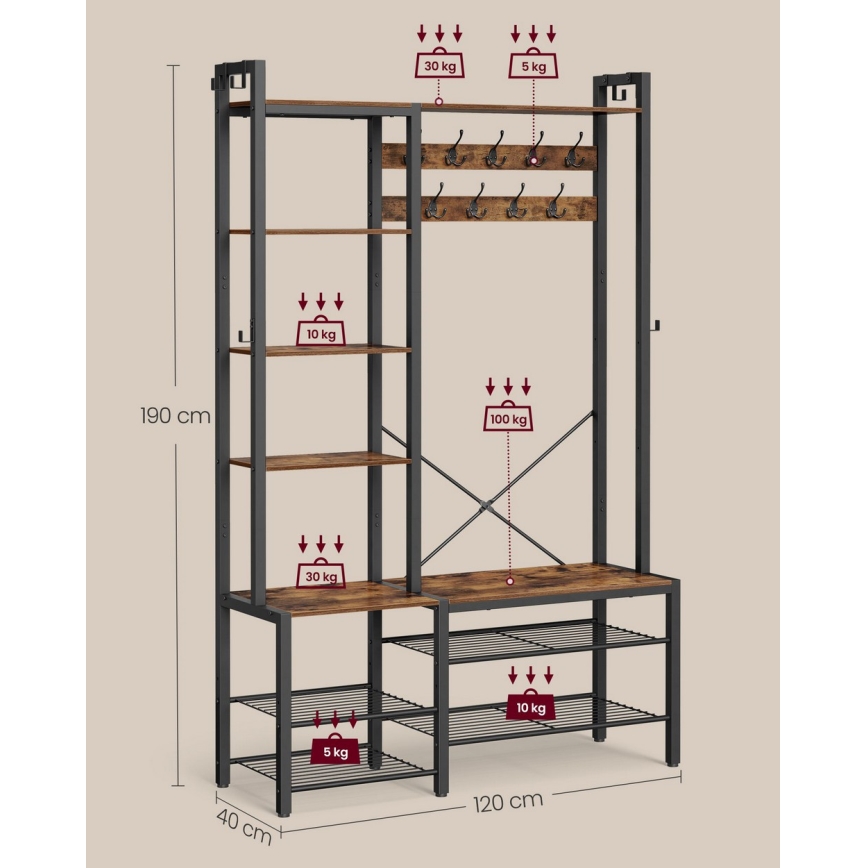 Garderobenständer NAVOR, braun/schwarz