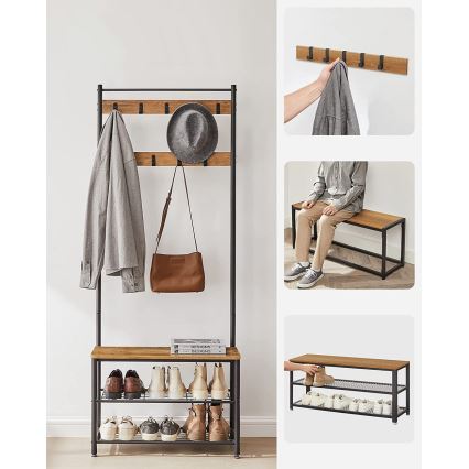 Garderobenständer NAVOR, braun/schwarz