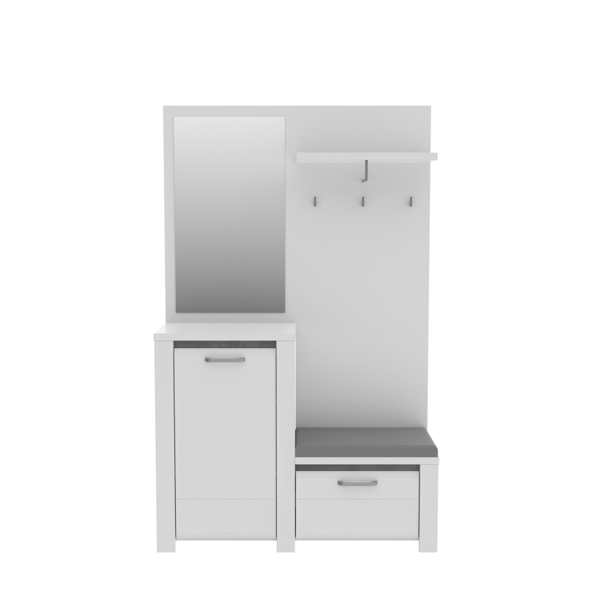 Garderobenwand mit Spiegel HIRO weiß/grau