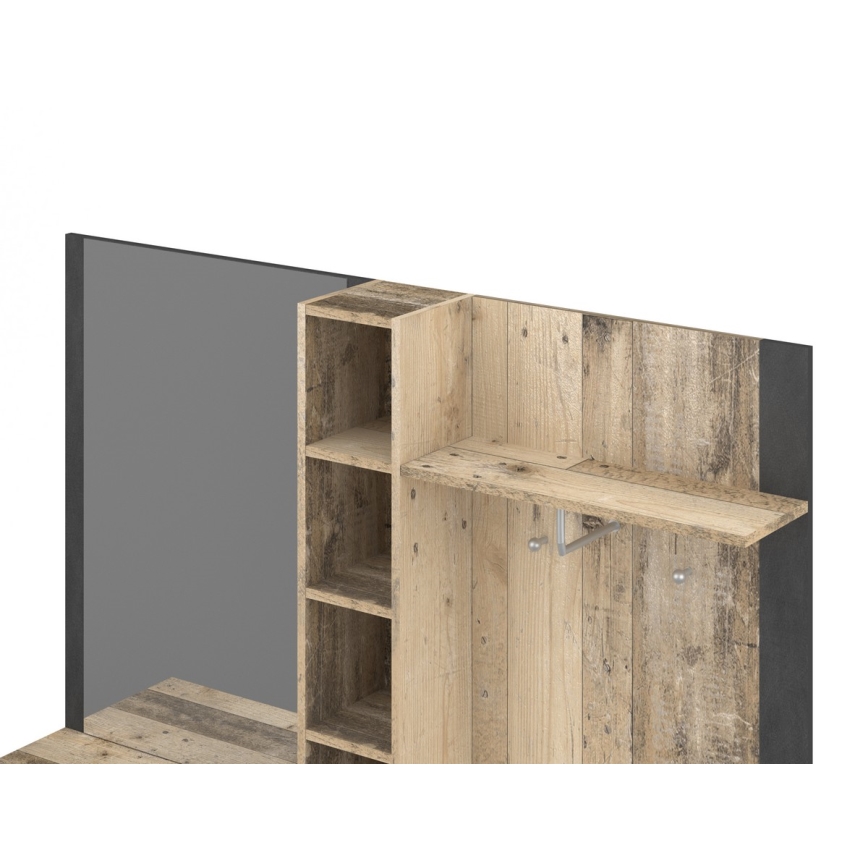 Garderobenwand mit Spiegel KEVIN, braun/schwarz