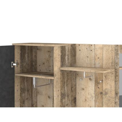 Garderobenwand mit Spiegel NOLAN in Braun/Grafit