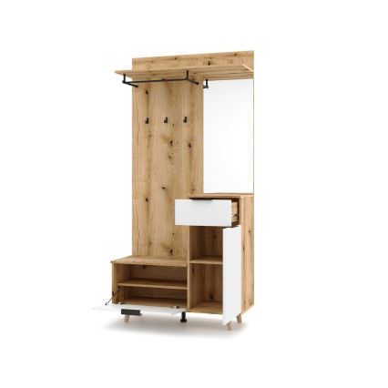 Garderobenwand mit Spiegel SVEN braun/weiß