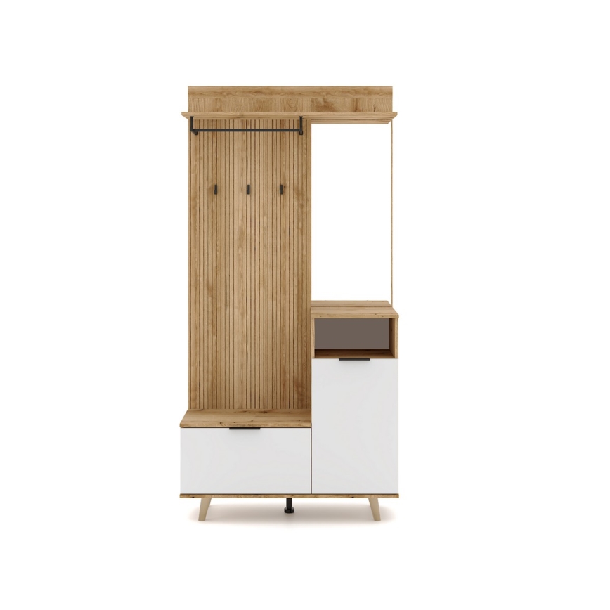 Garderobenwand mit Spiegel SVEN braun/weiß