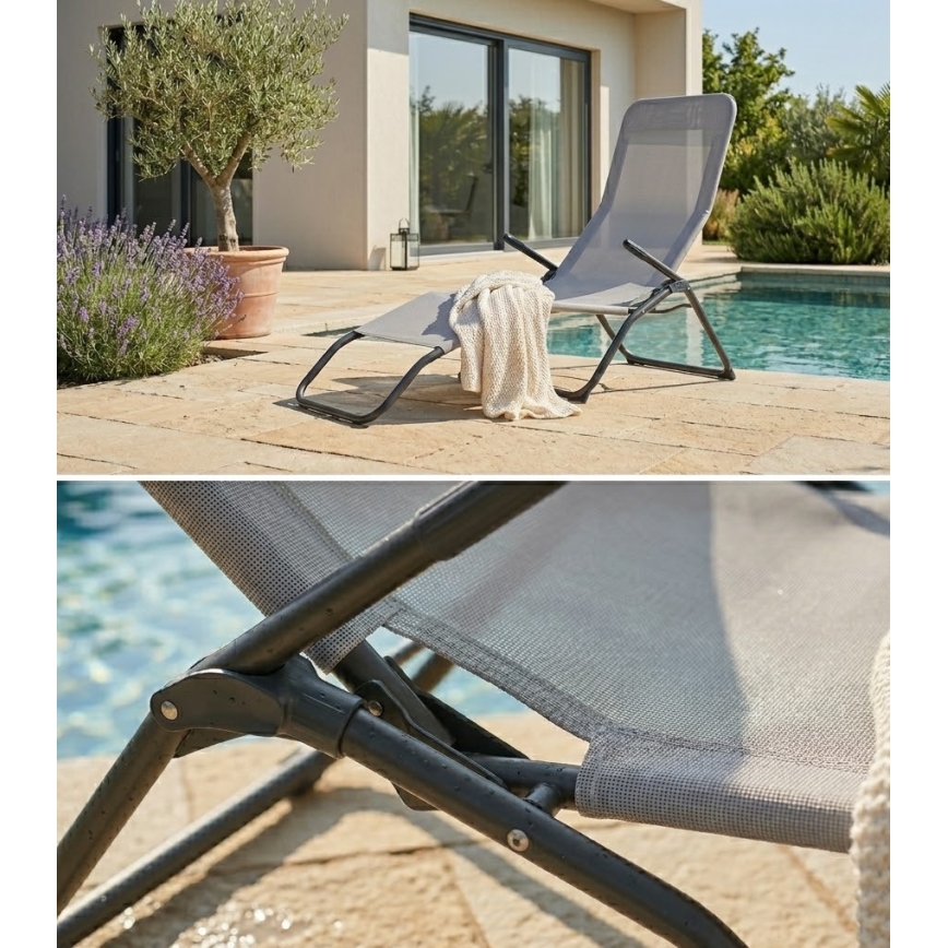Gartenliege FIKA 60x140 cm grau