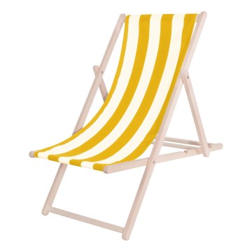 Gartenliege Gelb/Weiß/Buche
