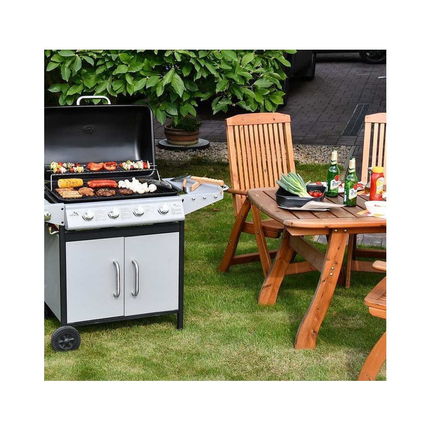 Gasgrill 4-Brenner, Edelstahl