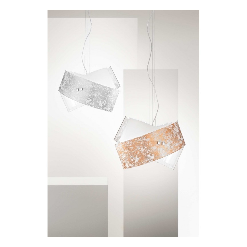 Gea Luce CAMILLA S G arg - Hängeleuchte an Schnur CAMILLA 2xE27/70W/230V silbern
