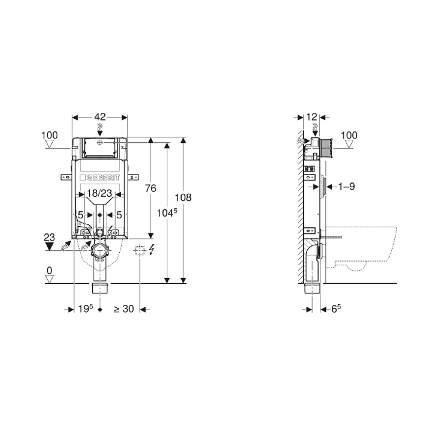 Geberit 110.302.00.5 - Unterputzmodul für wandhängendes WC Kombifix 108 cm