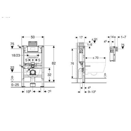 Geberit 111.003.00.2 - Vorwandelement für wandhängendes WC Duofix 82 cm