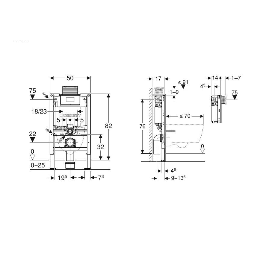 Geberit 111.003.00.2 - Vorwandelement für wandhängendes WC Duofix 82 cm