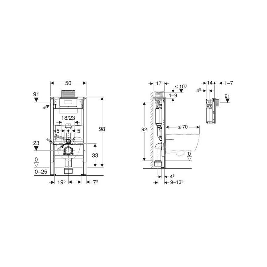 Geberit 111.030.00.2 - Duofix Unterputzmodul für wandhängende WCs, 98 cm