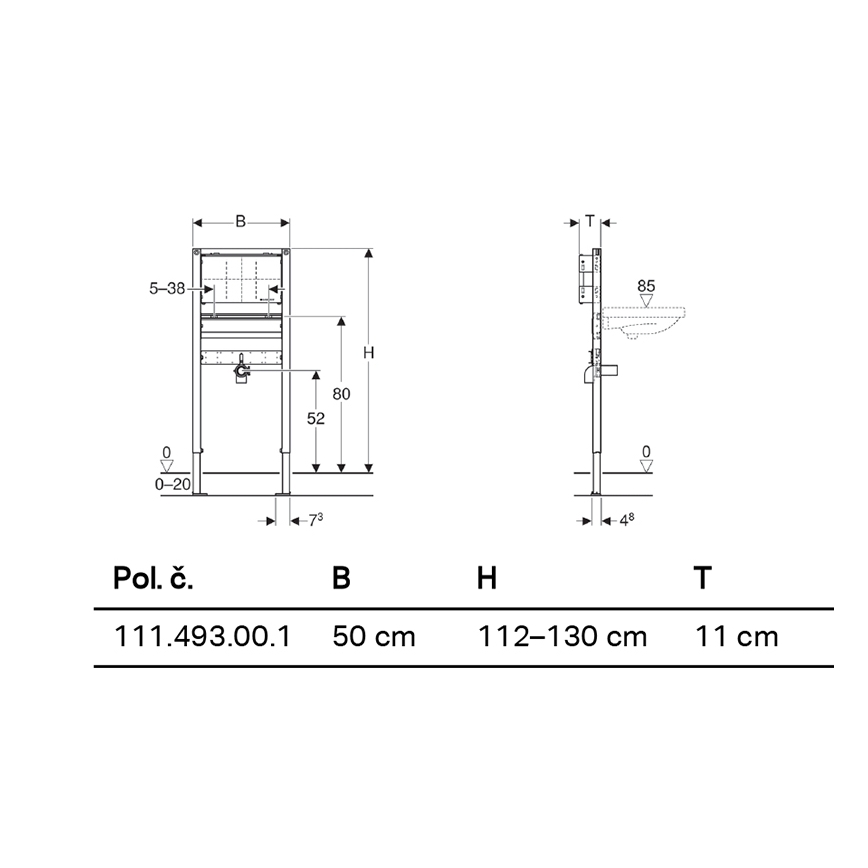 Geberit 111.493.00.1 - Unterputz-Modul für wandhängendes Waschbecken Duofix 112-130 cm