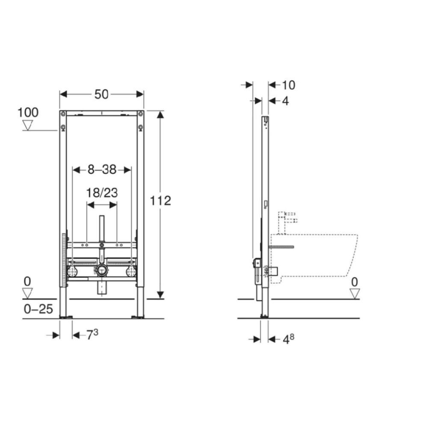Geberit 111.510.00.2 - Unterputz-Modul für Bidet Duofix 112 cm
