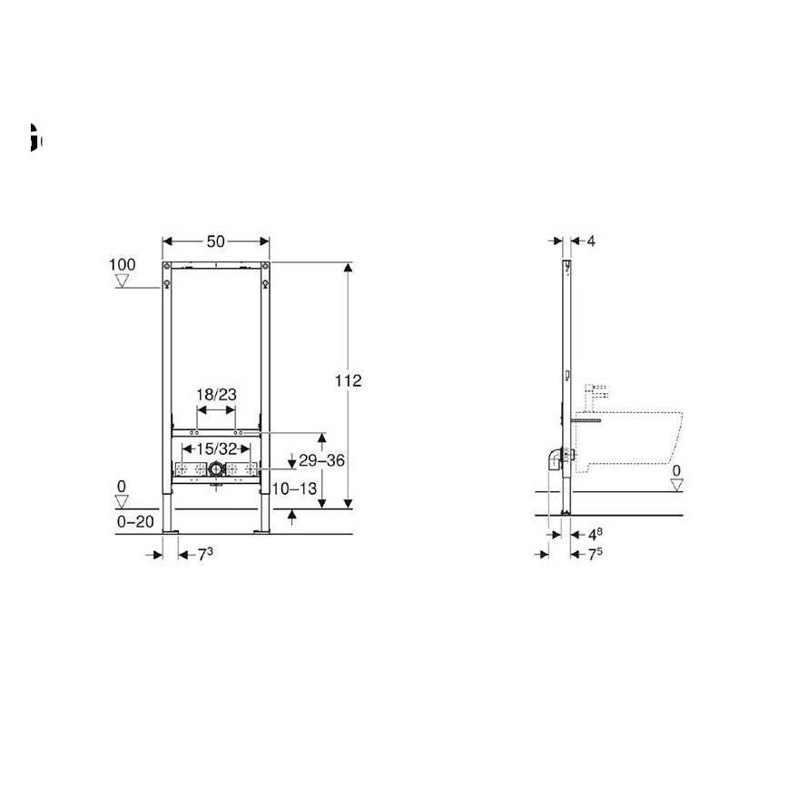 Geberit 111.534.00.2 - Unterputzmodul für Bidet Duofix 112 cm