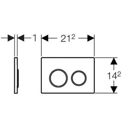 Geberit 115.085.KH.1 - Betätigungsplatte Omega20 21,2x14,2 cm glänzender Chrom/mattierter Chrom