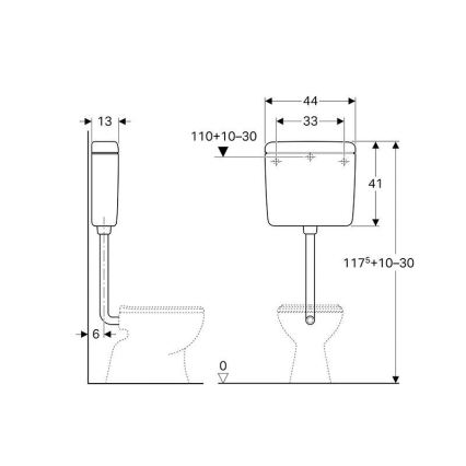 Geberit 127.005.11.1 - Aufputz-Spülkasten AP127 6/9 l Alpinweiß
