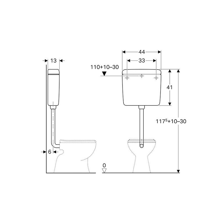 Geberit 127.005.11.1 - Spülkasten AP127 6/9 l alpinweiß