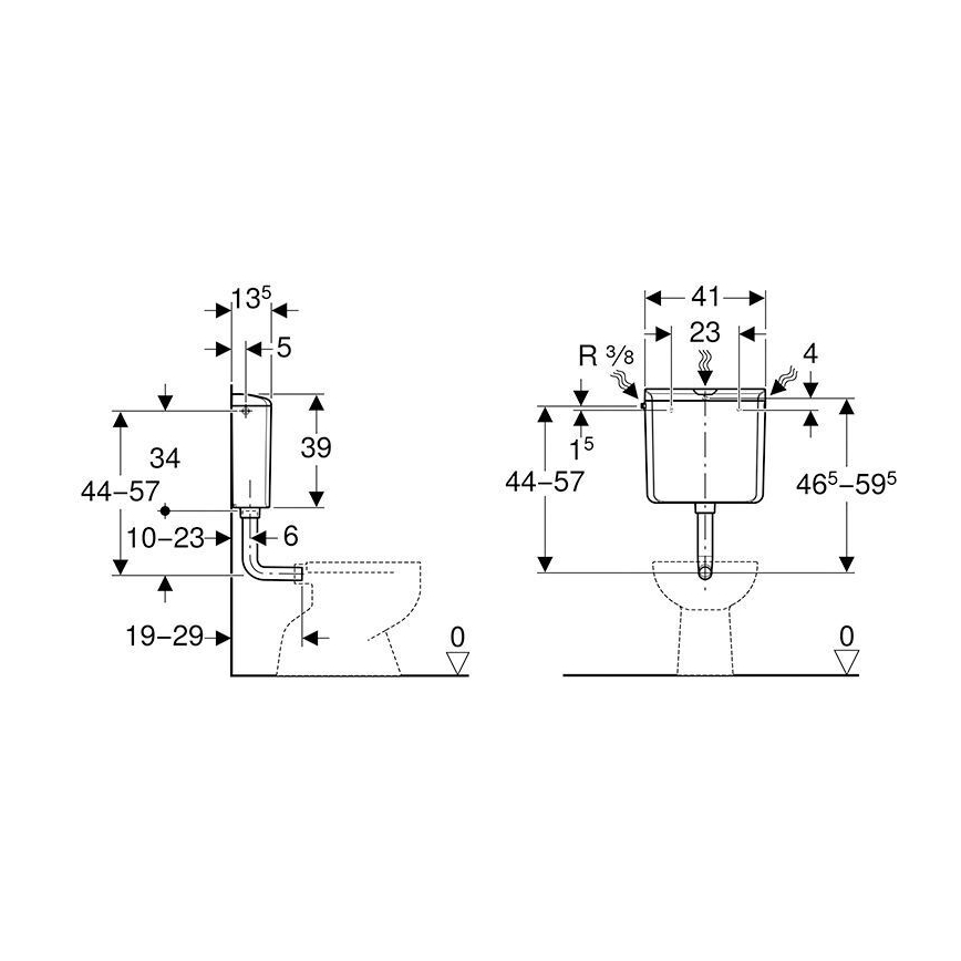 Geberit 136.610.11.1 - Spülkasten AP110 6/9 l alpinweiß