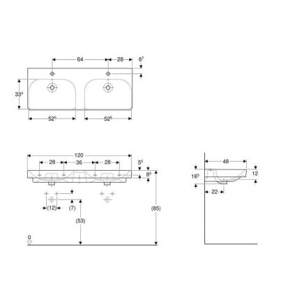 Geberit 500.223.01.1 - Wandhängendes Doppelwaschbecken Smyle Square 120x48 cm Keramik/weiß