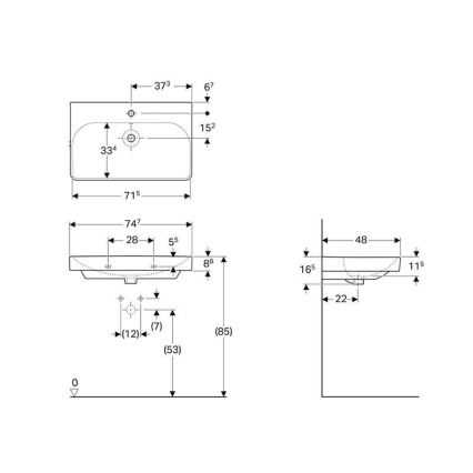 Geberit 500.249.01.1 - Hängendes Waschbecken Smyle Square 75x48 cm Keramik/Weiß