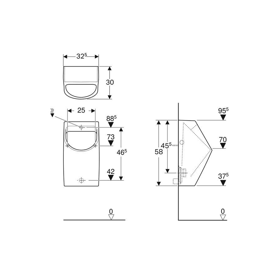 Geberit 500.254.01.1 - Pissoir Smyle, hinterer Wasseranschluss, hinterer Ablauf, Keramik/Weiß