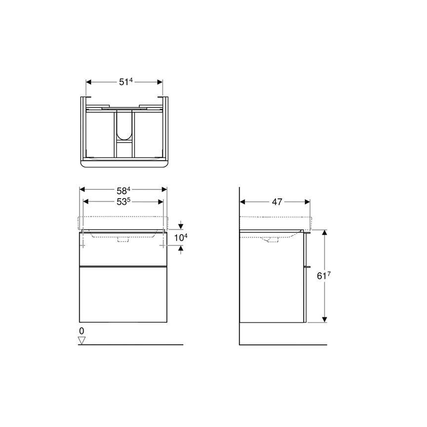 Geberit 500.352.00.1 - Waschtischunterschrank Smyle Square 59x62x47 cm weiß
