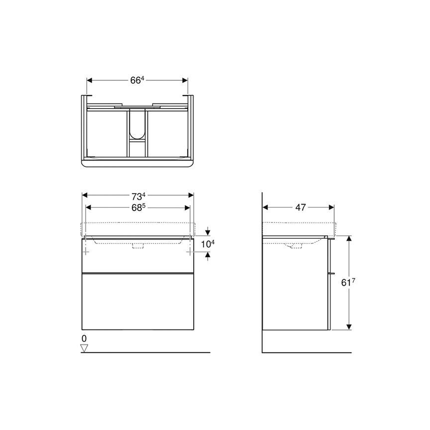 Geberit 500.353.00.1 - Waschtischunterschrank Smyle Square 61,7x73,4 cm weiß